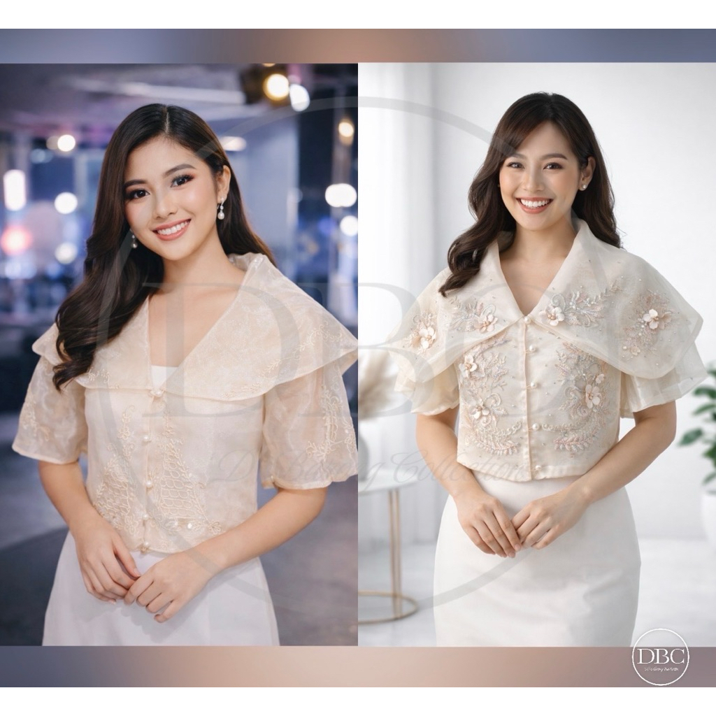 BALONA FILIPINIANA BLOUSE PINA ORGANZA WITH DOUBLE LINING AND 3D PATCH ...
