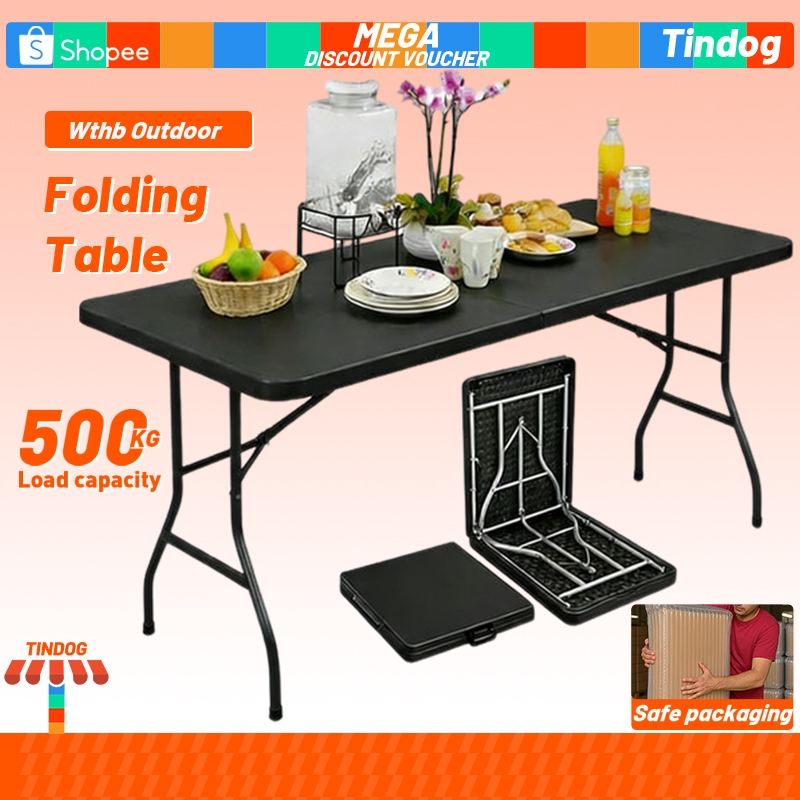 Foldable table heavy duty 4/5/6FT Plastic Table Portable long table for ...