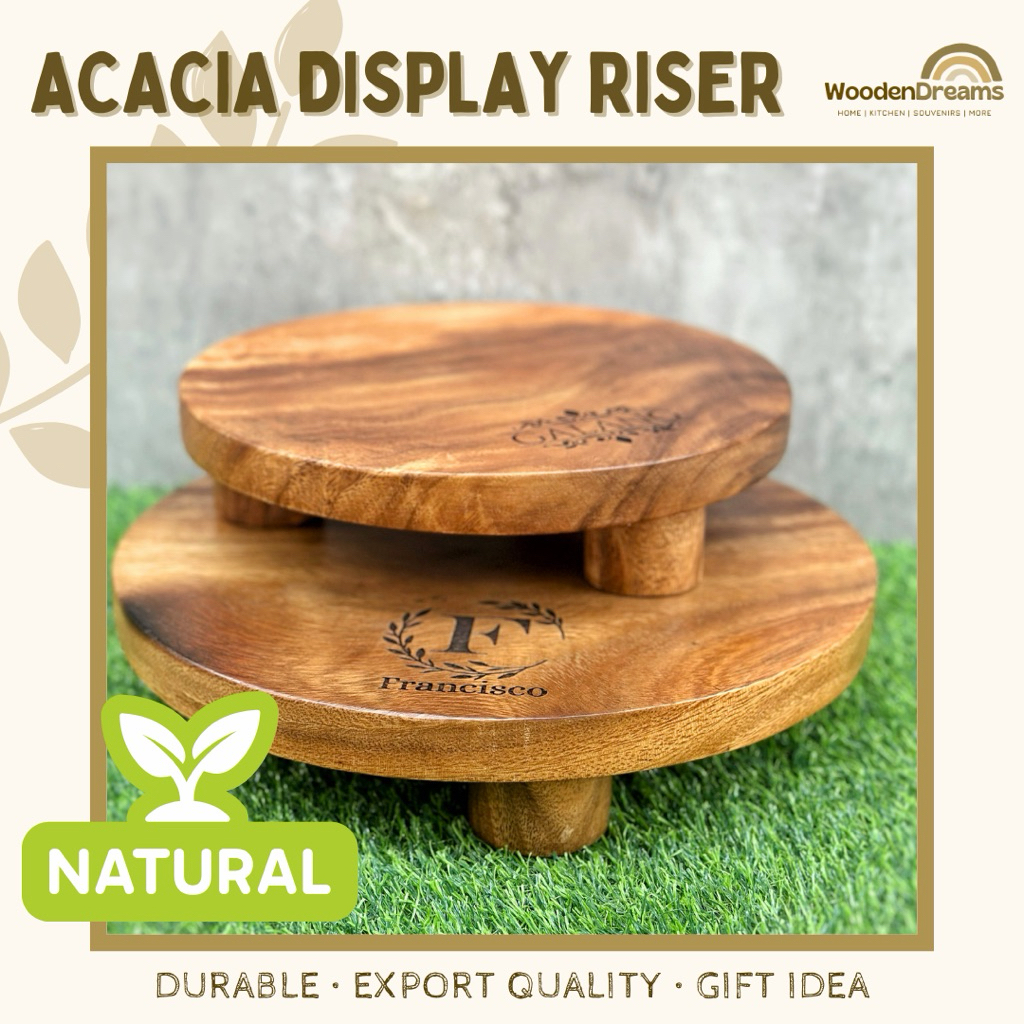 Personalized Acacia Wood Display Riser with Wooden Feet | Food Display ...