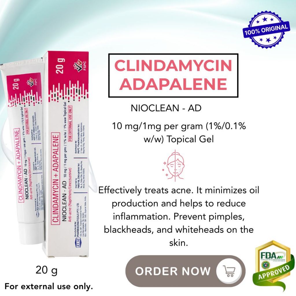 ADAPALENE+CLINDAMYCIN NIOCLEAN-AD Anti-acne (Manufactured by:KLM ...