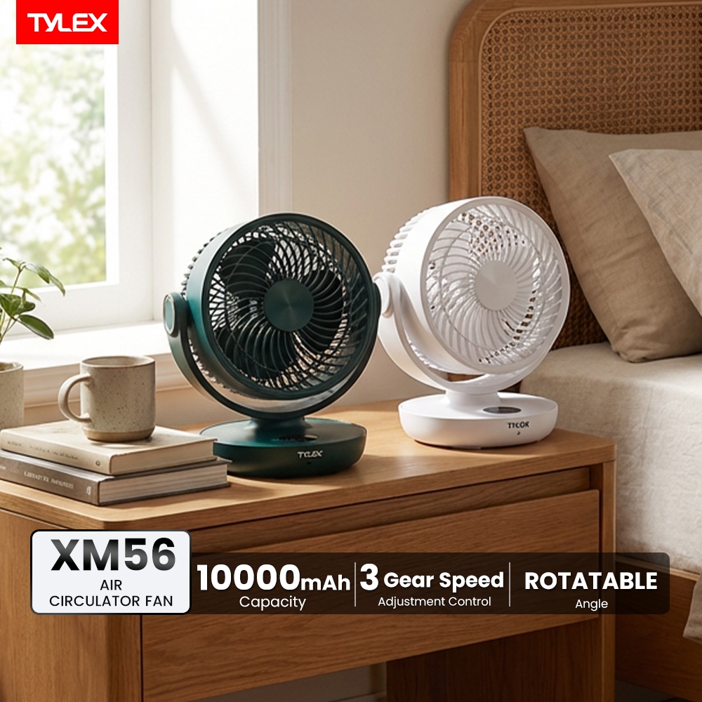 TYLEX XM56 Portable Fan Air Circulation Polymer Battery Remote Control ...