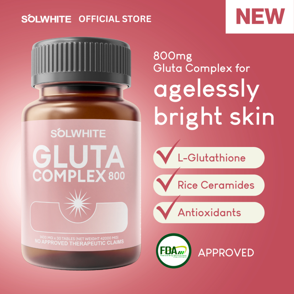 SOLWHITE GlutaComplex 800 with L-Glutathione Dietary Supplement 30s |  Shopee Philippines
