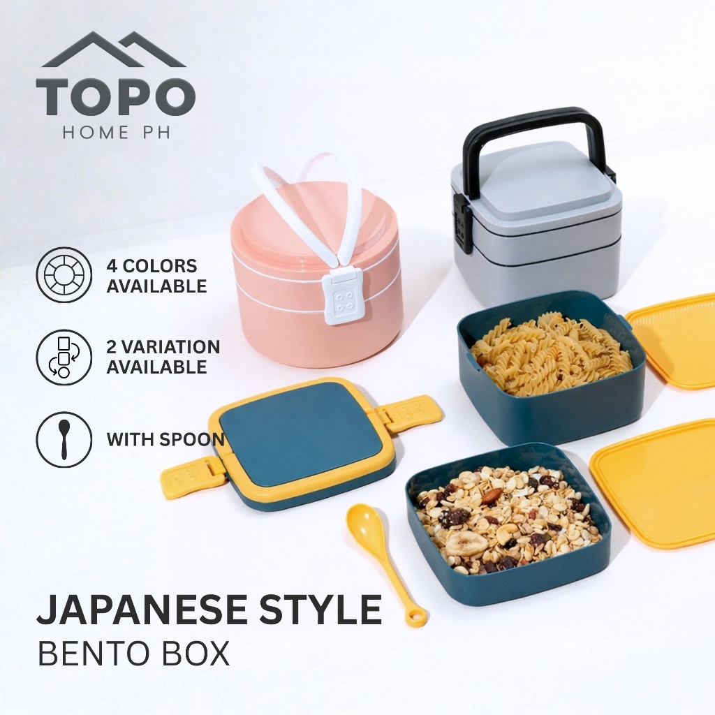 TOPO HOME PH 2 Layer & 3 Compartment with Dip Lunch Box and Spoon ...