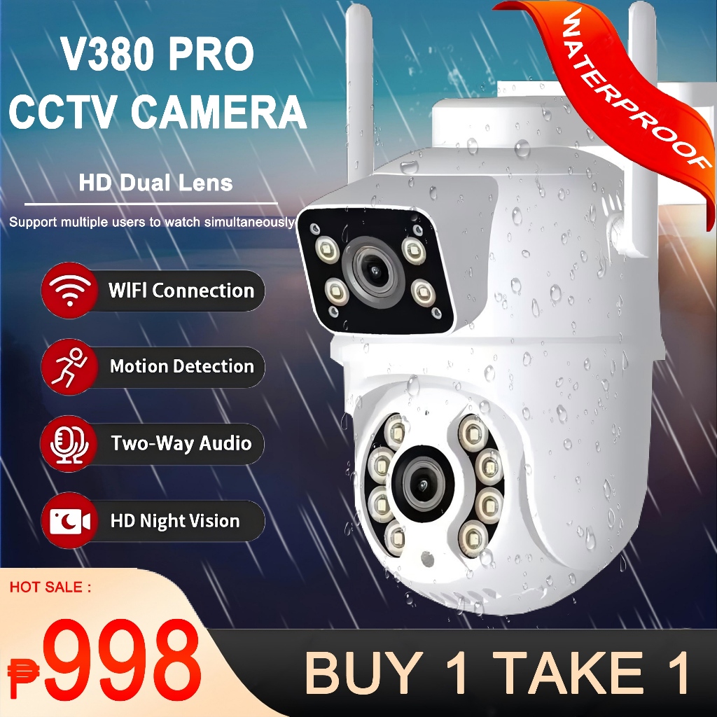 BUY 1 TAKE 1 2K V380 Pro CCTV Camera Dual Lens WIFI Outdoor Waterproof ...