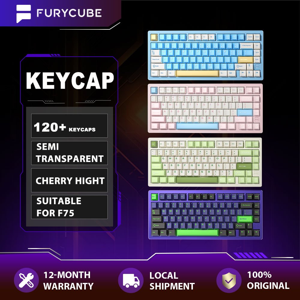 FURYCUBE F75 Keycaps PBT 120+ Keys Mechanical Keyboard Translucent OEM ...