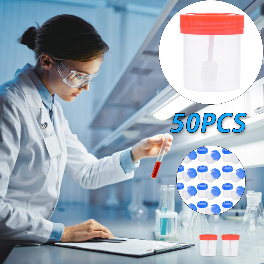 50PCS 40ml Urine Cup Sterile Specimen Cup with Separate Turning Cups ...