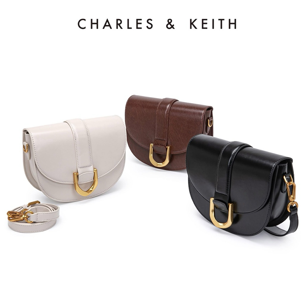 CK Elegant Saddle Crossbody Bag with Gold Buckle | Vintage Style ...