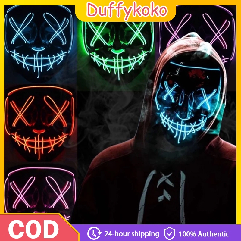 Halloween Mask luminous mask Cosplay Stitched LED Wire Fluorescent ...