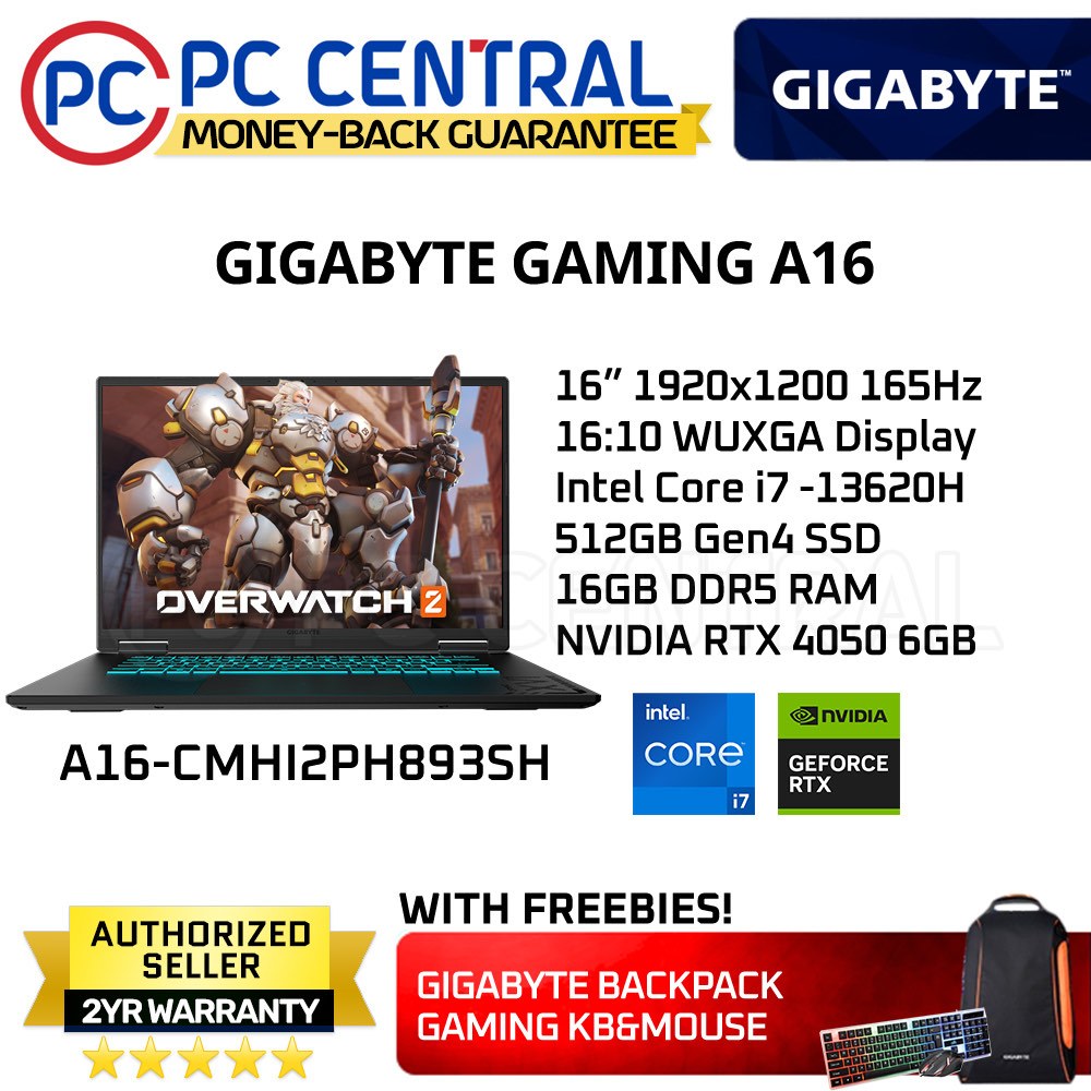 GIGABYTE GAMING A16-CMHI2PH893SH |16″FHD 165Hz | i7-13620H |16GB DDR5 ...