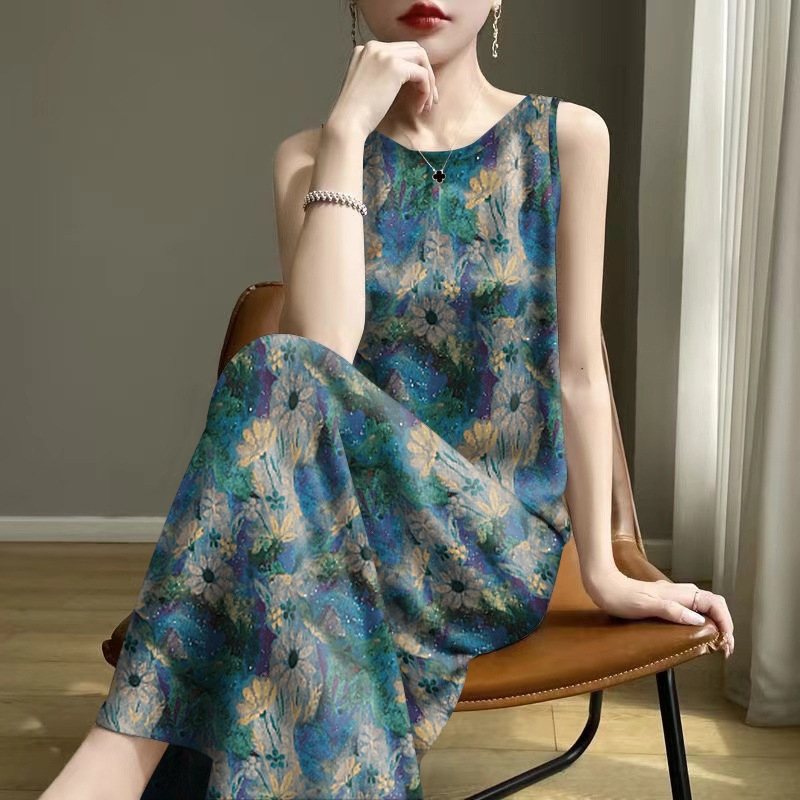 Women's Dress Printed dress suspender casual dress for women loose  sleeveless dress comfy dress