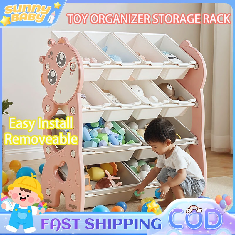 4-Layer Stratified Toy Storage Rack Detachable Deer Organizer with Book ...