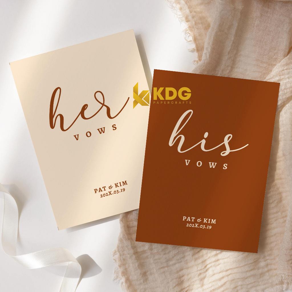 1 pair - His and Her Wedding Vows Card - Colored Background (BACKGROUND ...