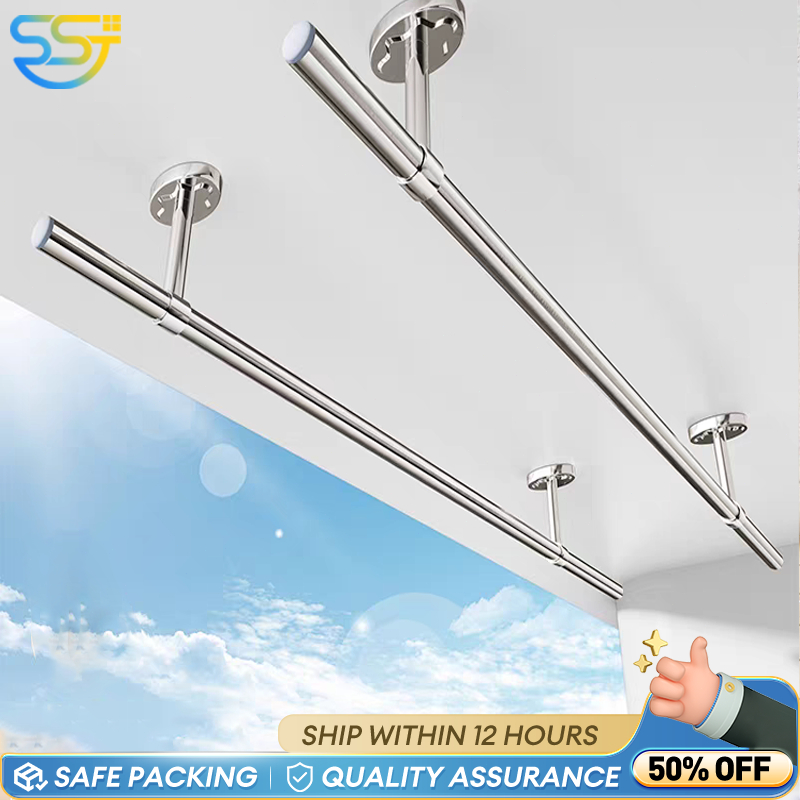 Heavy Duty Clothes Drying Rod Stainless Steel Fixed Balcony Mounted ...