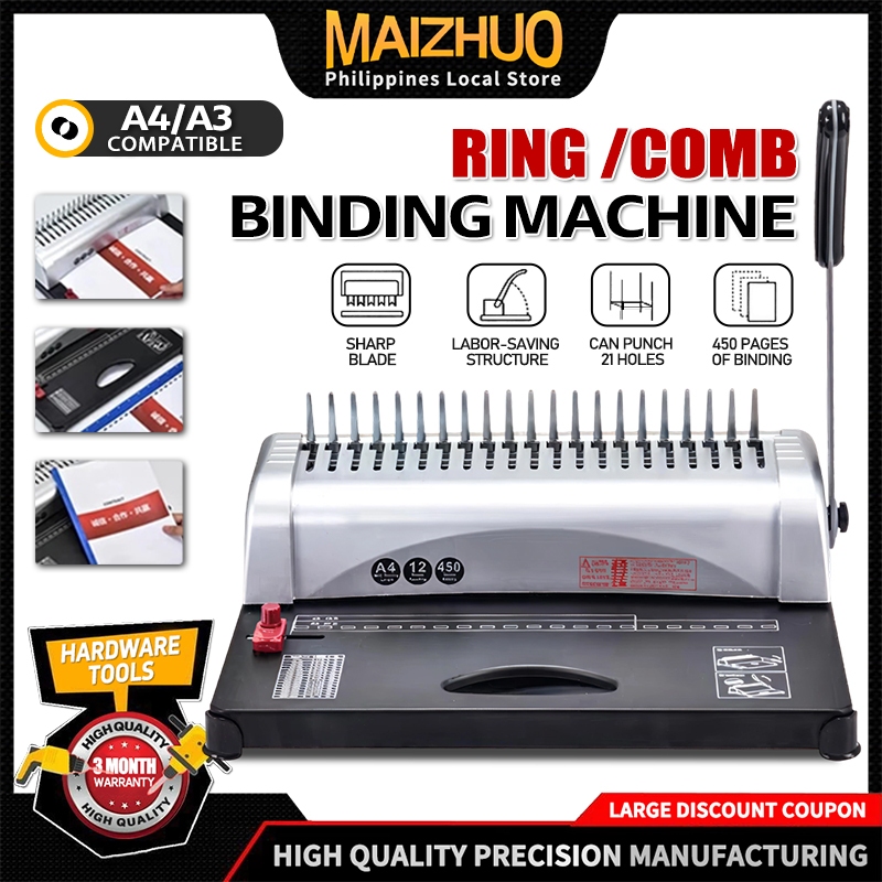 Comb Binding Machine A3/A4 Size 21 Hole Office Ring Binding Machine ...