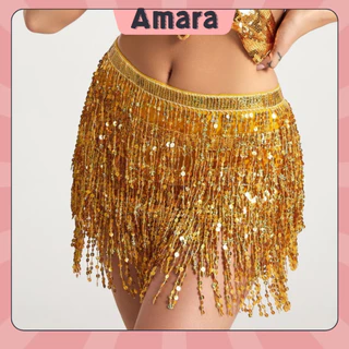 Women Belly Dance Hip Tutu Skirt Scarf Wrap Belt Glitter Sequins Tassel Hipscarf Skirts