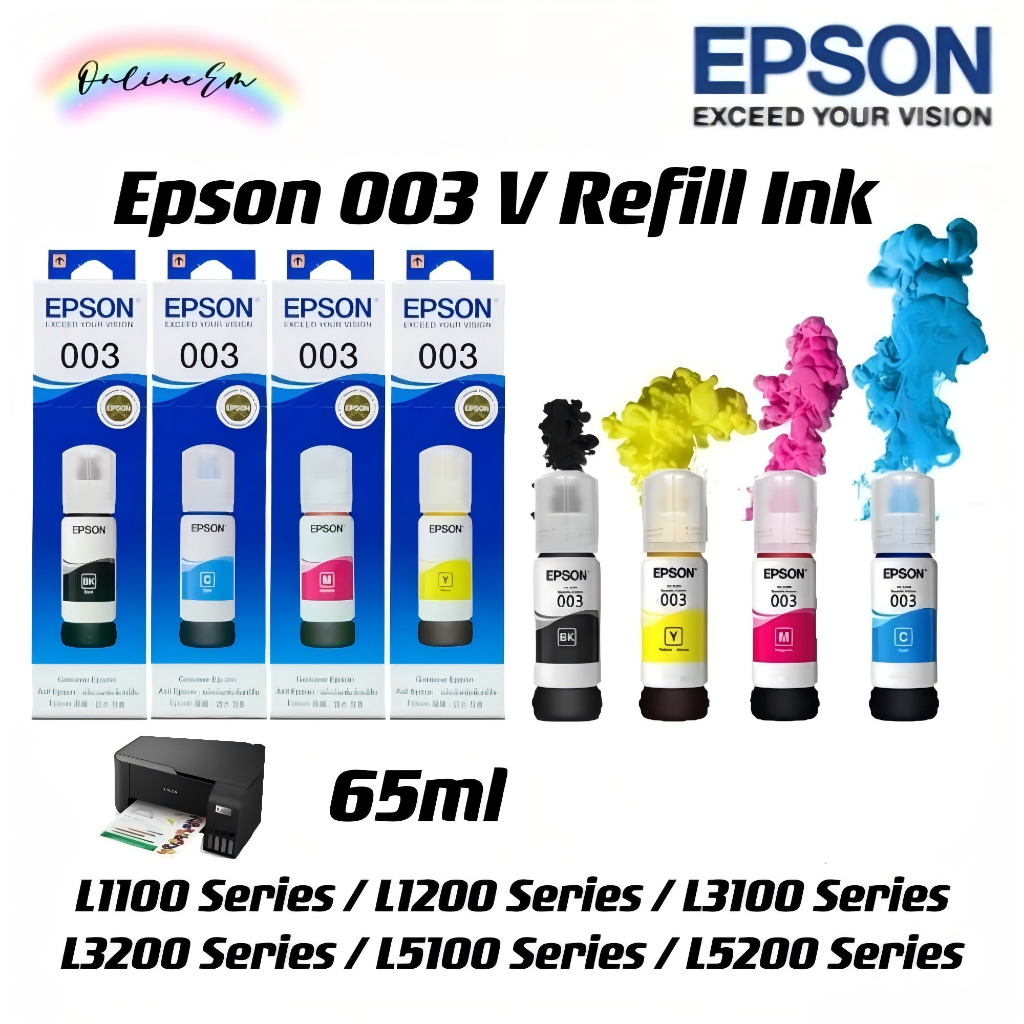 100% Original Epson 003 Ink 65ml Genuine Refill Ink L3210/L1110/L3110 ...