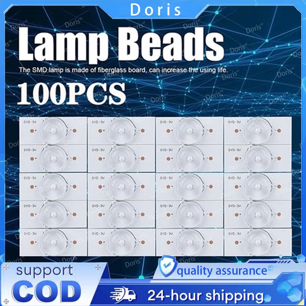 100Pcs LED Backlight Beads for TV Repair SMD 3V/6V with Optical Lens ...