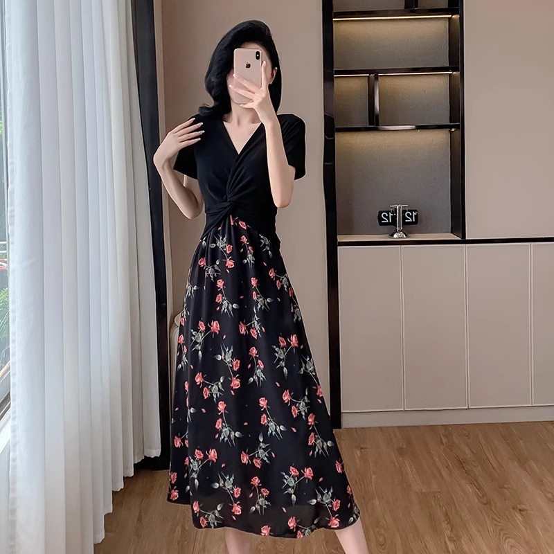slim fit dress slacks Fairycore Flower Long Evening Dress Women Korean Style Puff Sleeve Tun –  Pbong main image 1