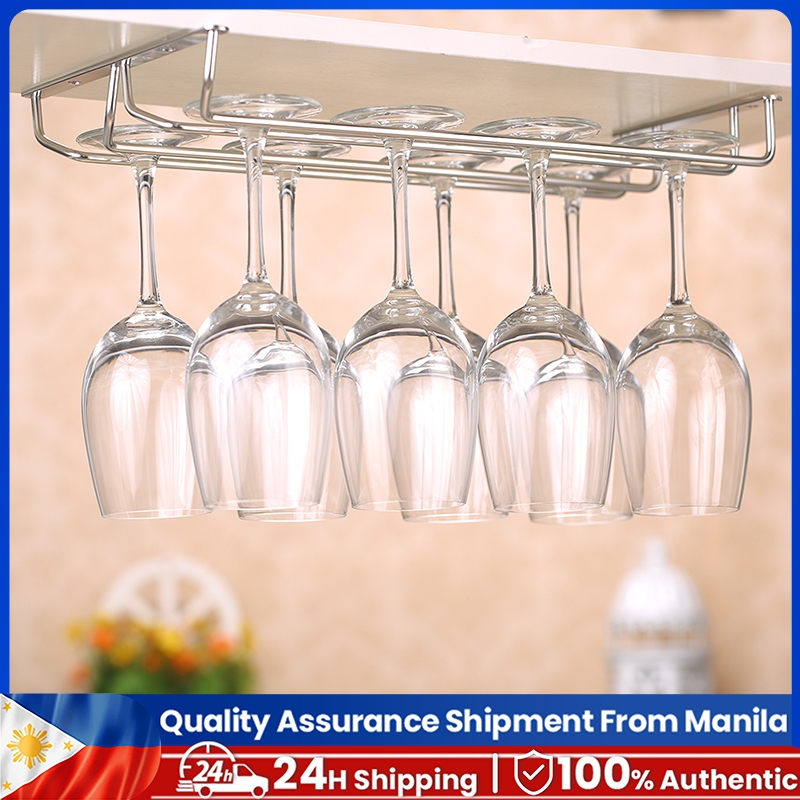 3 ROW Stainless Steel Wine Glass Rack Goblet Stemware Storage Organizer ...