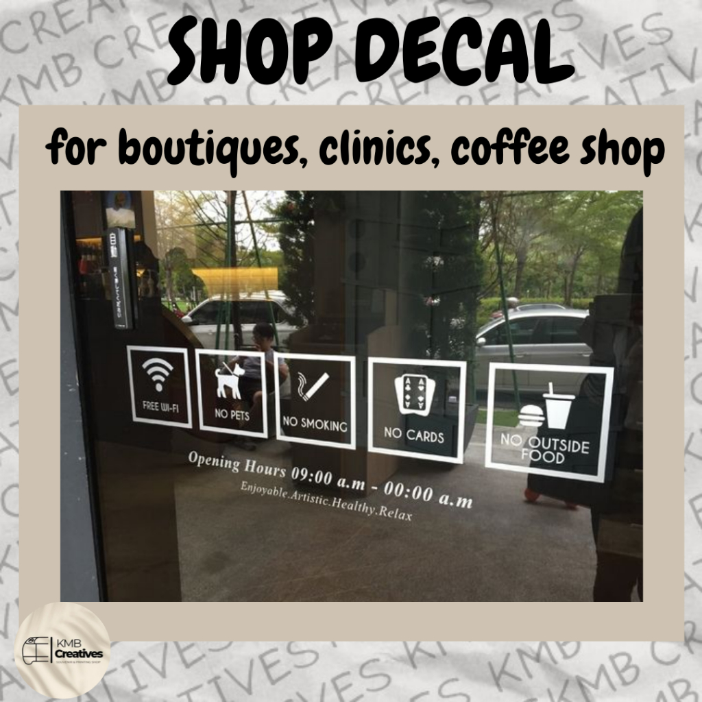 KMB | Shop/Clinic Sticker Window Decals | Sold per Piece | Shopee ...