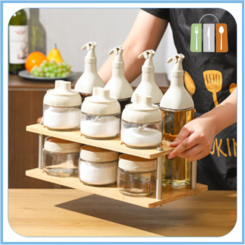 11pcs Kitchen seasoning tank oil pot set combination box storage rack ...