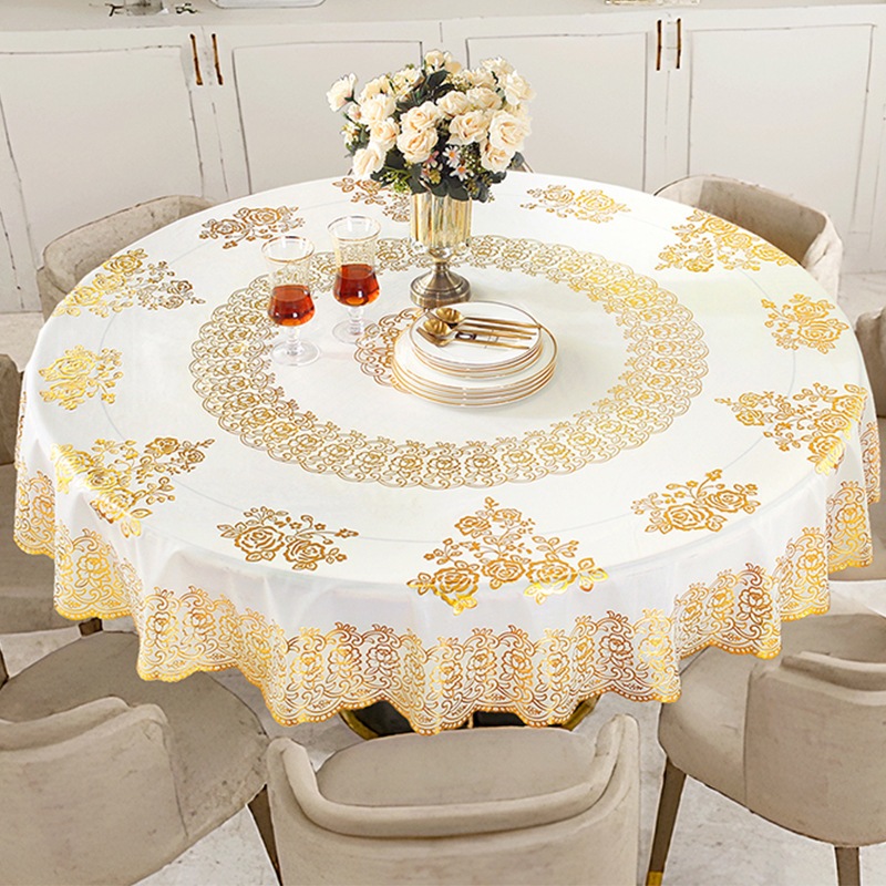 Luxury PVC Tablecloth Round Table Cloth Waterproof Sunflowers Floral ...