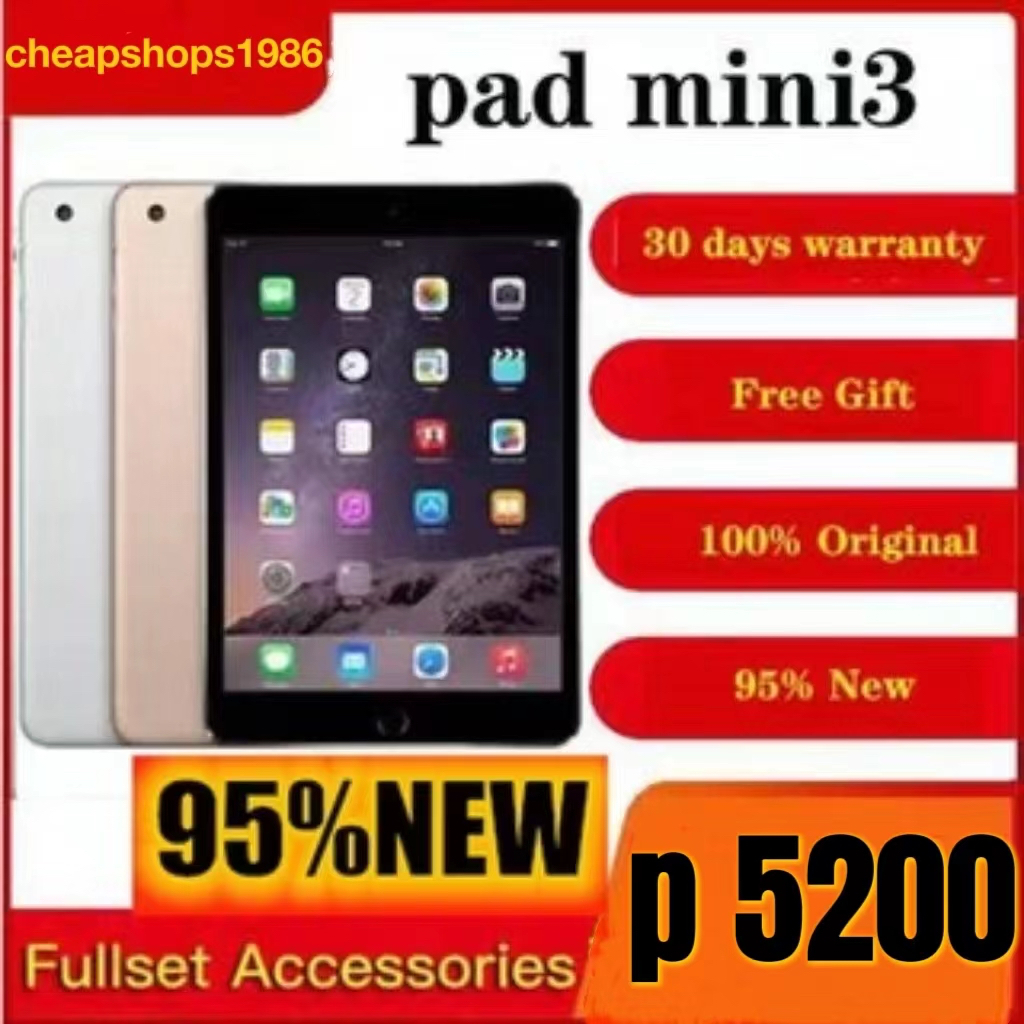Pad Mini 3 Used Tablet ORIGINAL 100% / 3G+WIFI / 16GB 32GB 64GB ...
