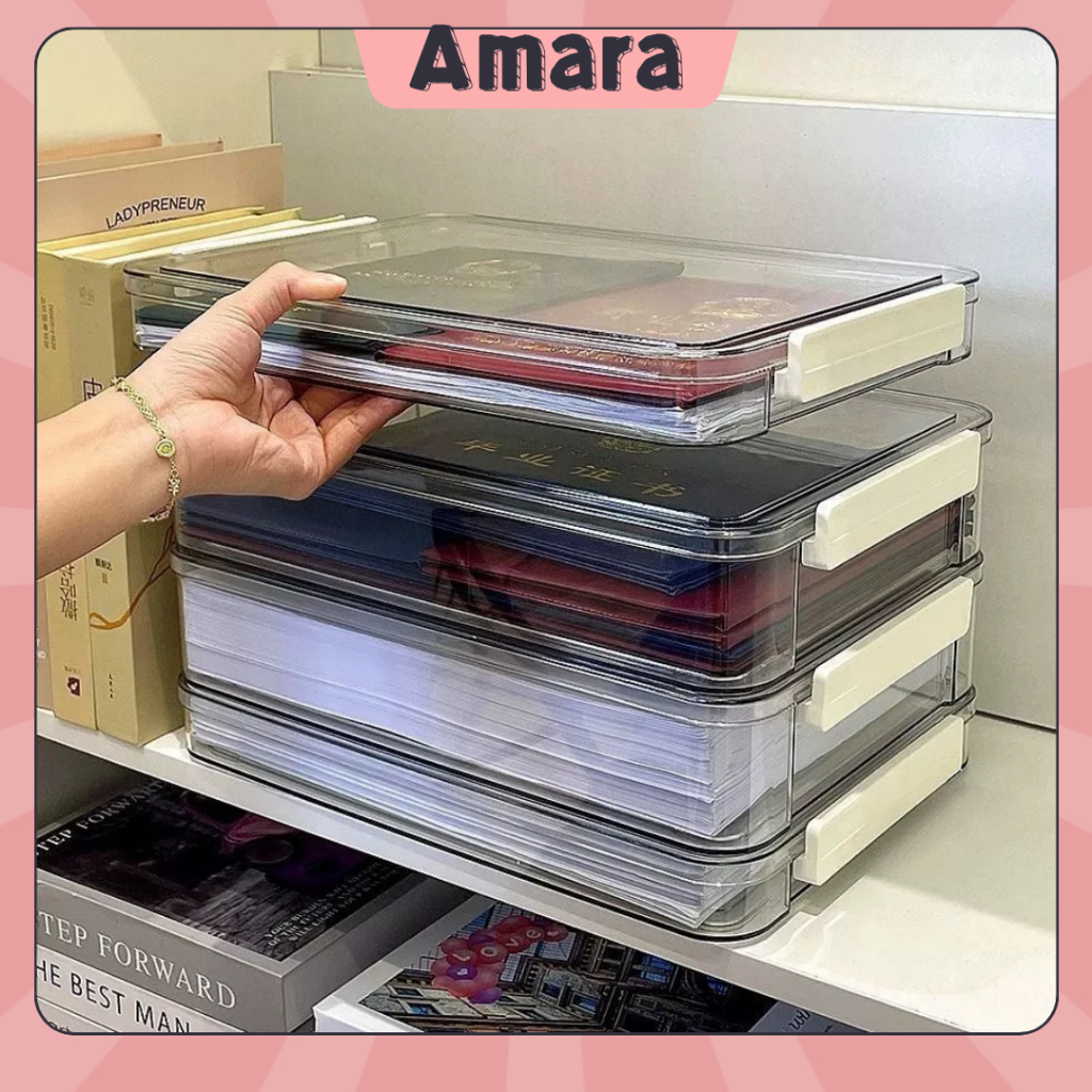 Storage Box A4 Document Certificate Acrylic Clear Organizer Important ...