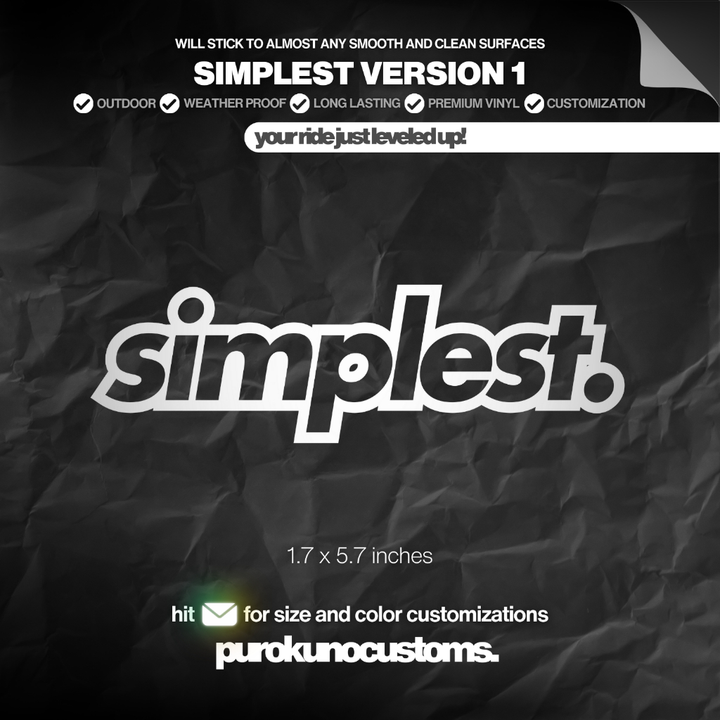 SIMPLEST VERSION 1 Cutout Sticker Decal for Motorcycle, Car, and Bike ...