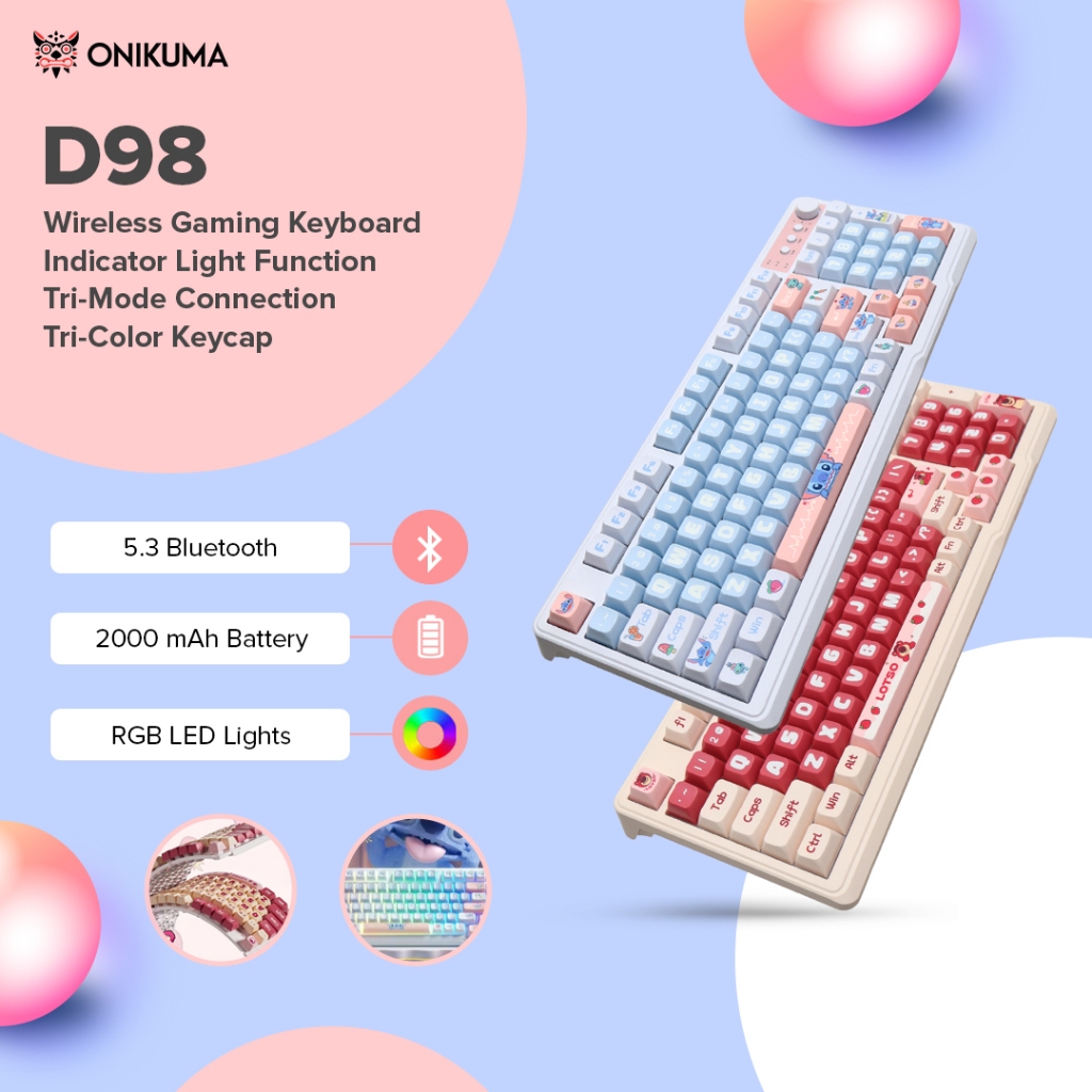 Onikuma D98 Character Mechanical Gaming Keyboard RGB Wired Hot ...