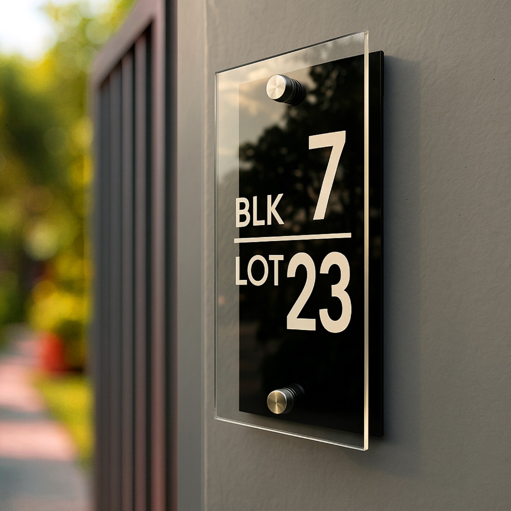 LE Acrylic House Number Address Double Black Gold White Standard Double ...