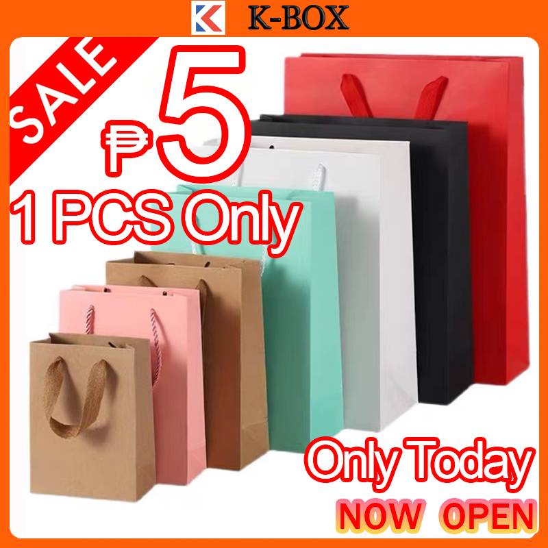 【K-BOX】Gift bag Kraft Paper Bag Plain Rope Handle Hand bag Gift Bag  Paperbag per