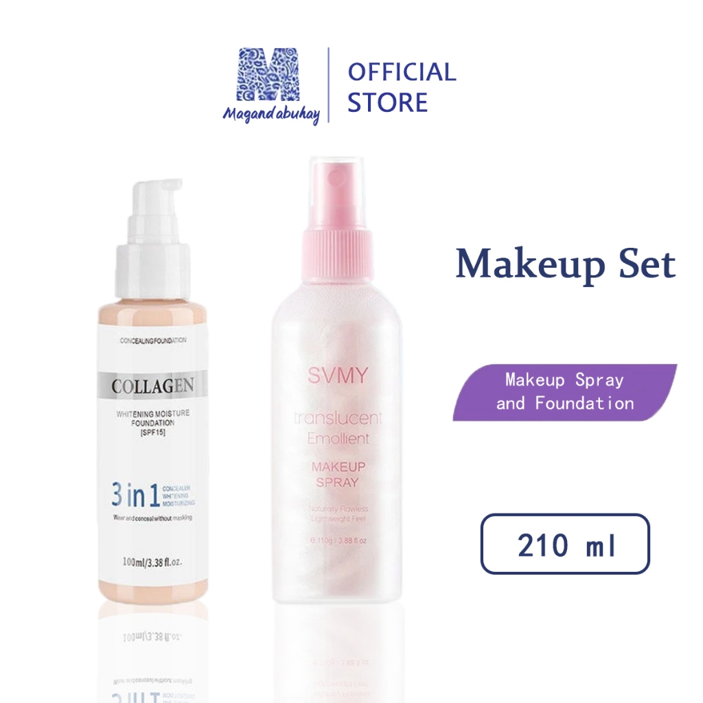 [Makeup Set]Setting Spray And 3In1 Foundation Long Lasting Oil Control ...