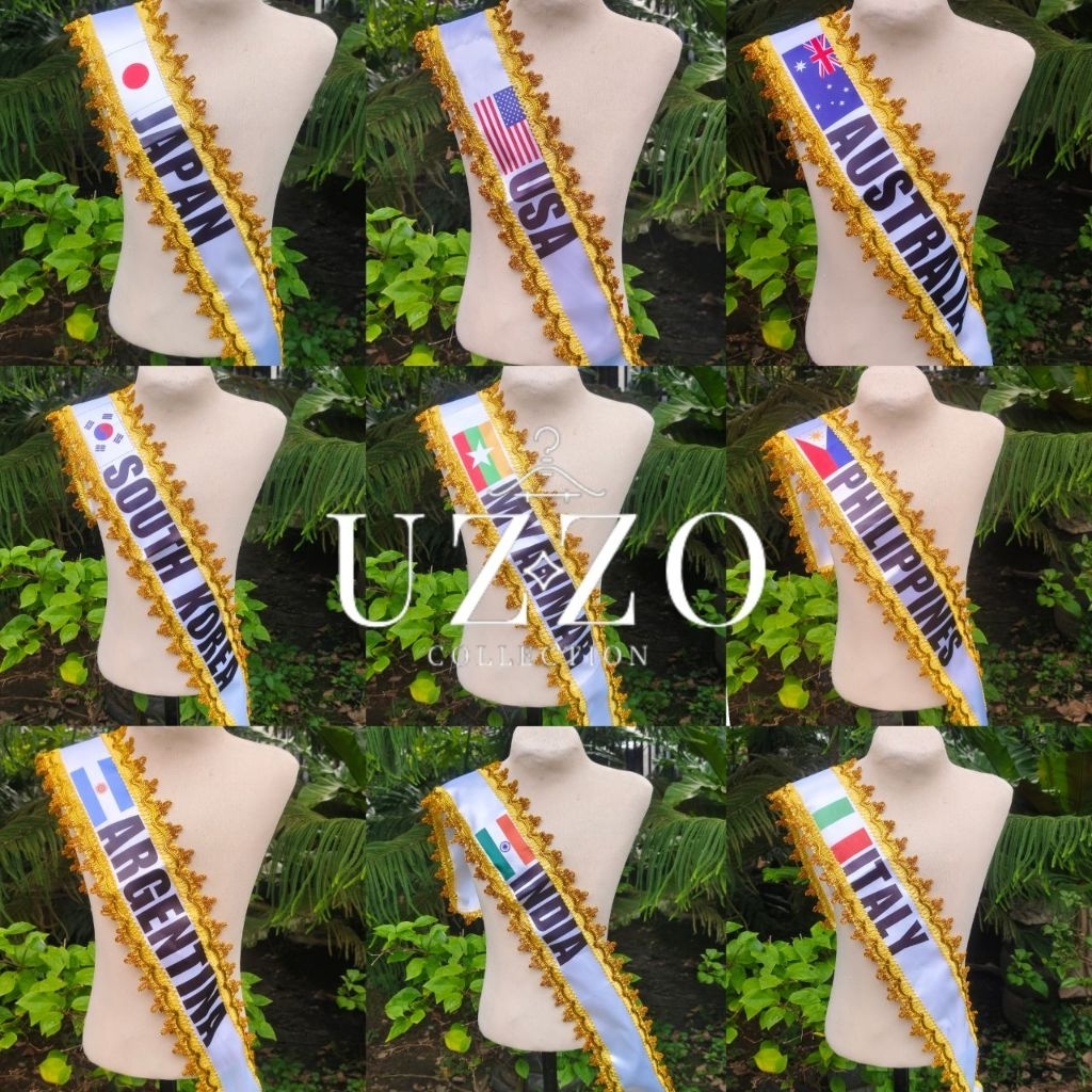 HABLON United Nations Sash For Kids and Adult Boy Girl Gold Trimmings ...