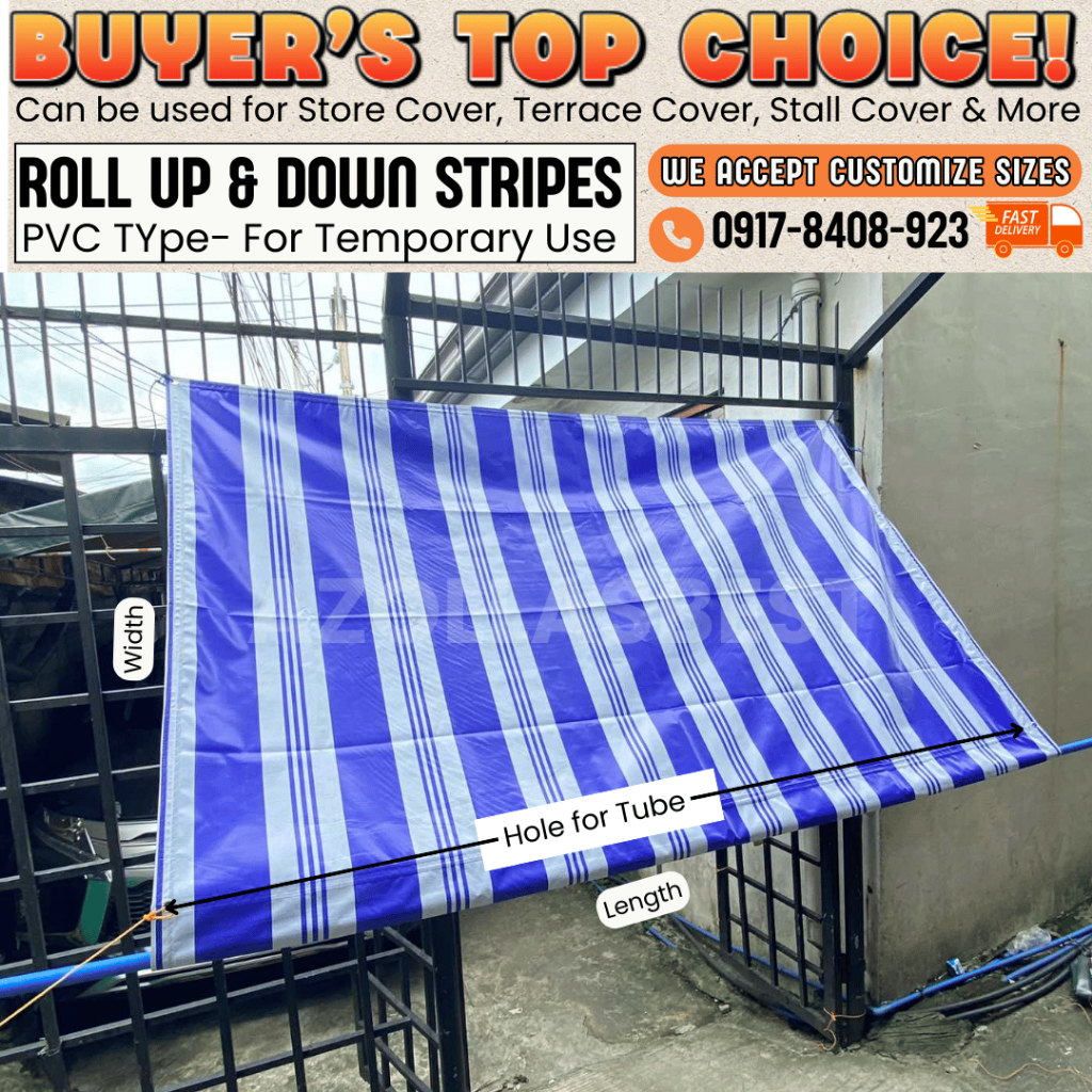 4x6ft Roll up and Down Stripe Trapal Lona Waterproof Tolda | Shopee ...