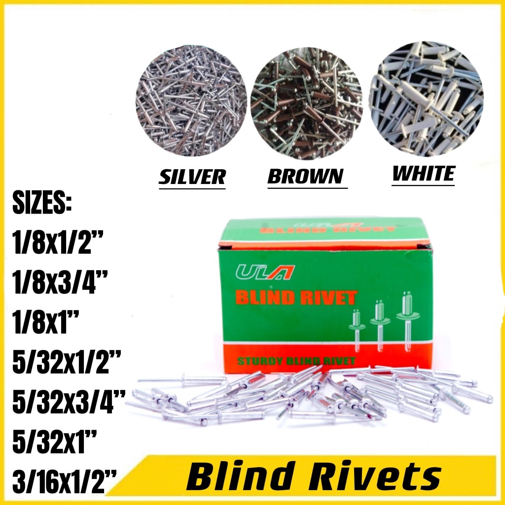 Blind Rivet SILVER and BROWN with colored 1/8x1/2 1/8x1 5/32x1 3/16x1 ...