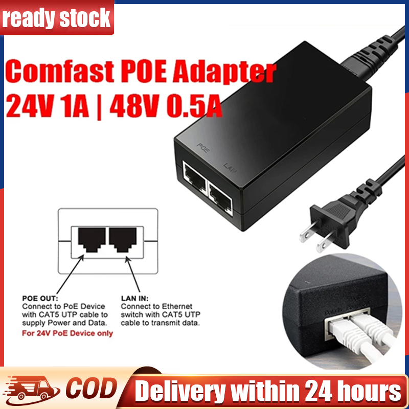 48V 0.5A/24V 1A Desktop POE Splitter Power Injector Surveillance CCTV ...
