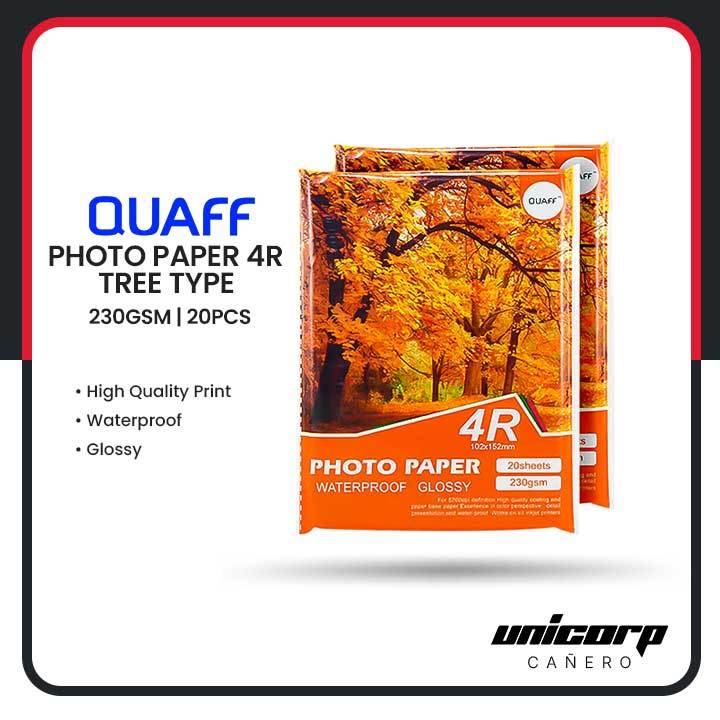 QUAFF Glossy Photo Paper 4R Size 230GSM (20 Sheets/pack) | Shopee ...