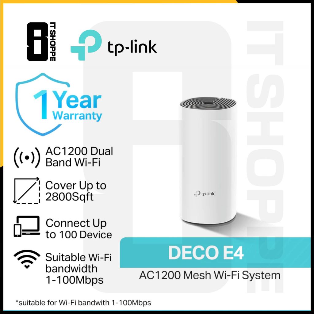 IT Shoppe TP-Link Deco E4 AC1200 Wi-Fi 5 Wi‑Fi Router Extender Mesh ...