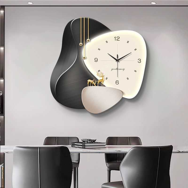 Elegant clock with reindeer in front of wall hanging decorative classy ...