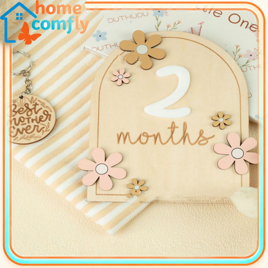 Baby Milestones Card Wooden Record Baby Growth Card Newborn Photo ...