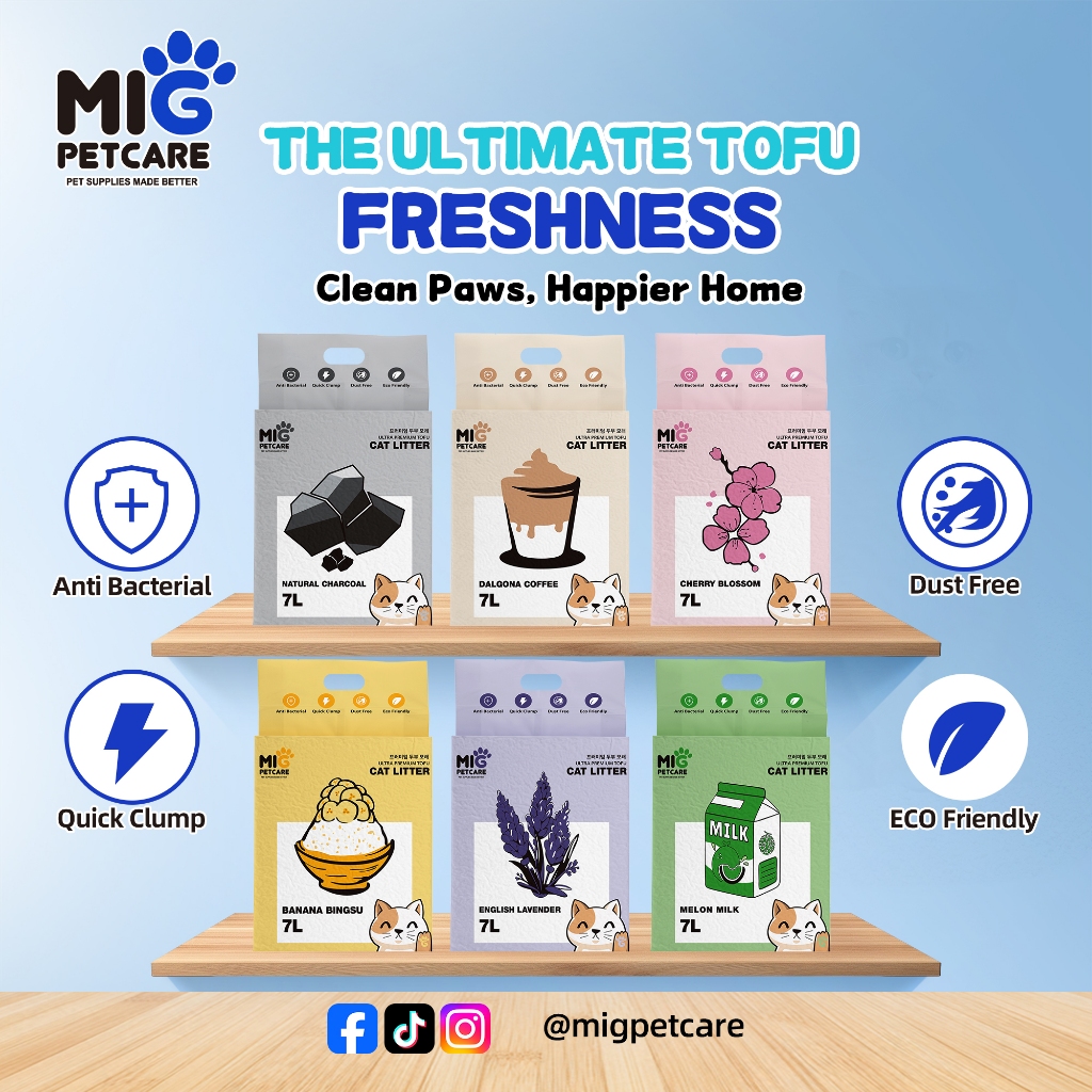 MIG PETCARE Pure Premium Tofu Cat Litter 7L | Shopee Philippines