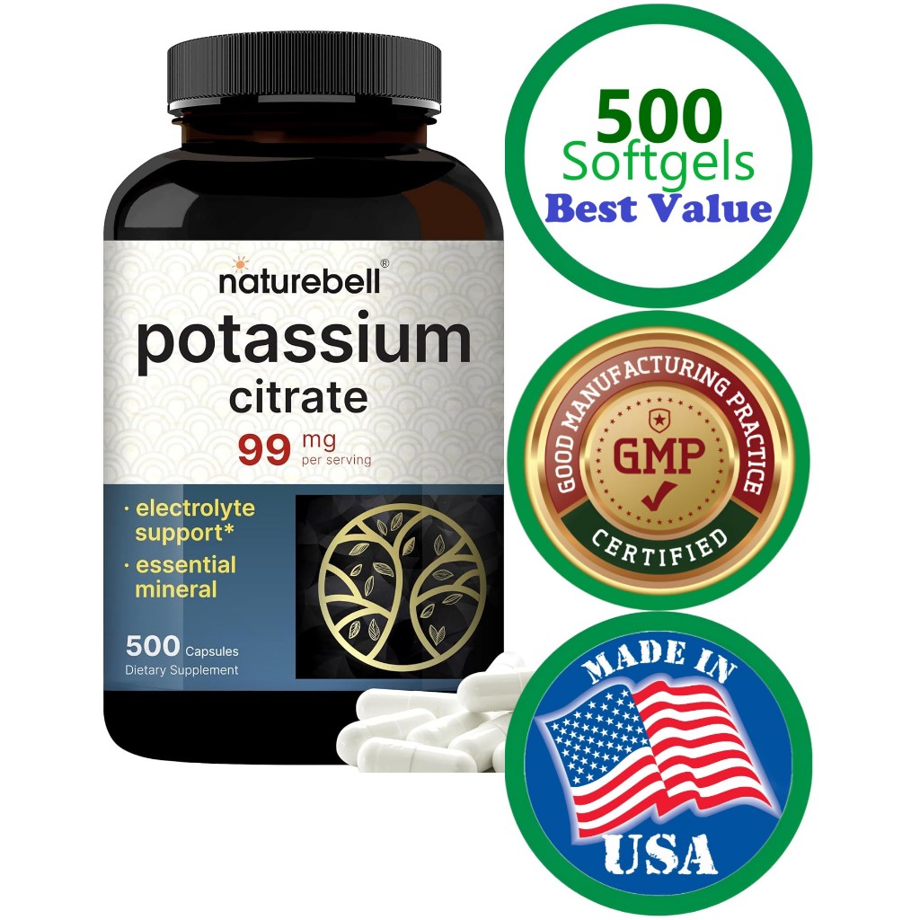 NEW Real Potassium Citrate 500 Caps Enhanced Absorption Chelated Form ...