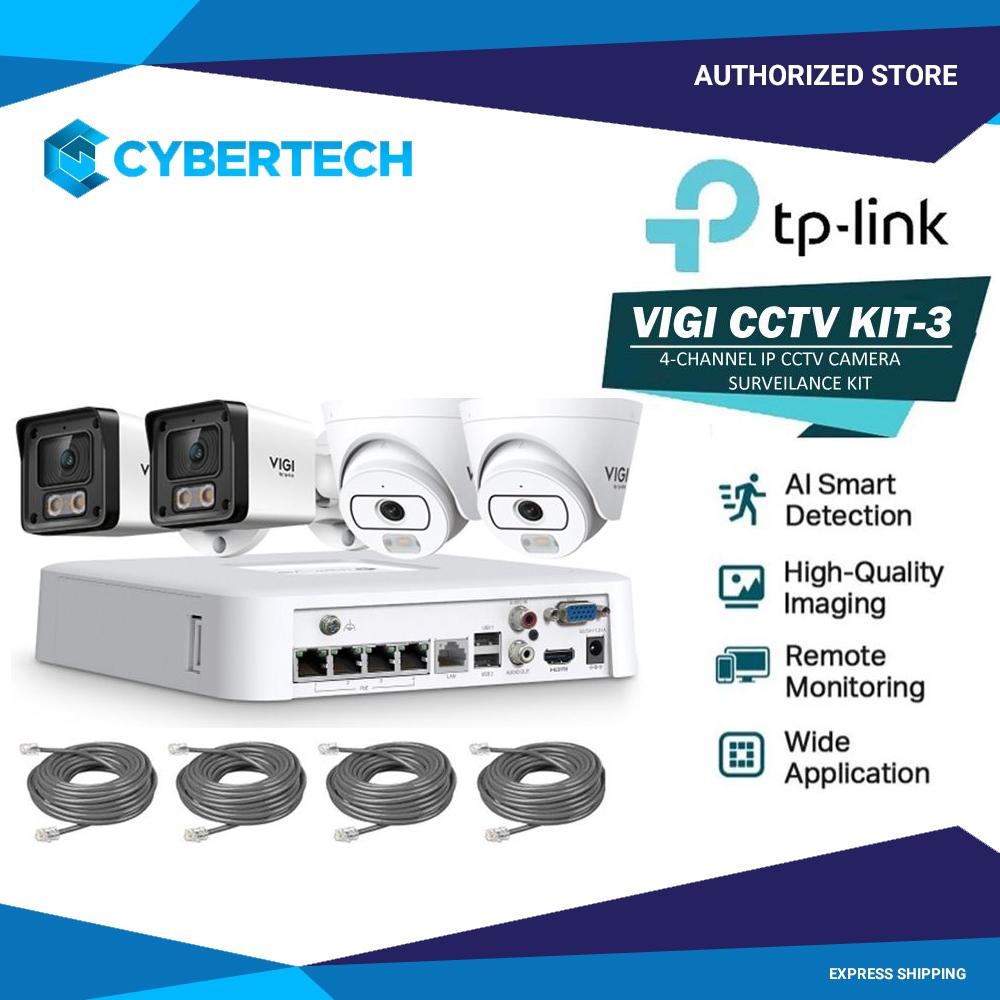 Tp-Link Vigi KIT-3 2MP-44 4-Channel IP CCTV Camera Surveilance KIT ...