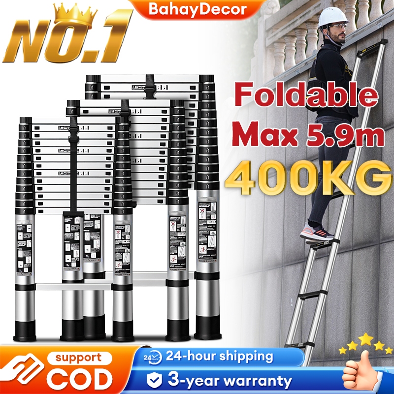 Telescopic Ladder Foldable Aluminum Heavy Duty Home Step ladder ...