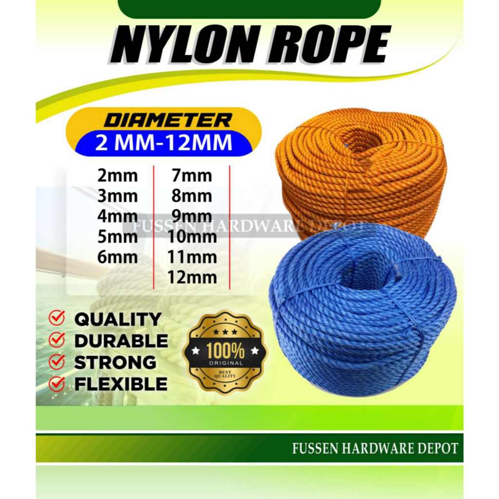 Nylon Rope Sold Per Roll Wholesale Lupid #12-6mm #14-7mm #16-8mm #18 ...