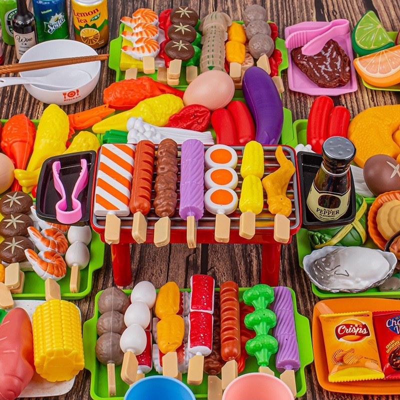 BBQ Cooking Play Toy Barbecue Kitchen Cooking Playset Pretend Cooked ...