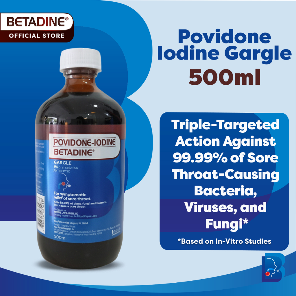 BETADINE® Gargle and Mouthwash 500ml - Fast Relief for Sore Throat ...