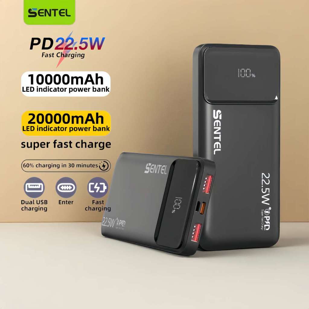 Sentel 22.5W Power Bank Fast Charger 10000mAh 20000mAH Portable ...