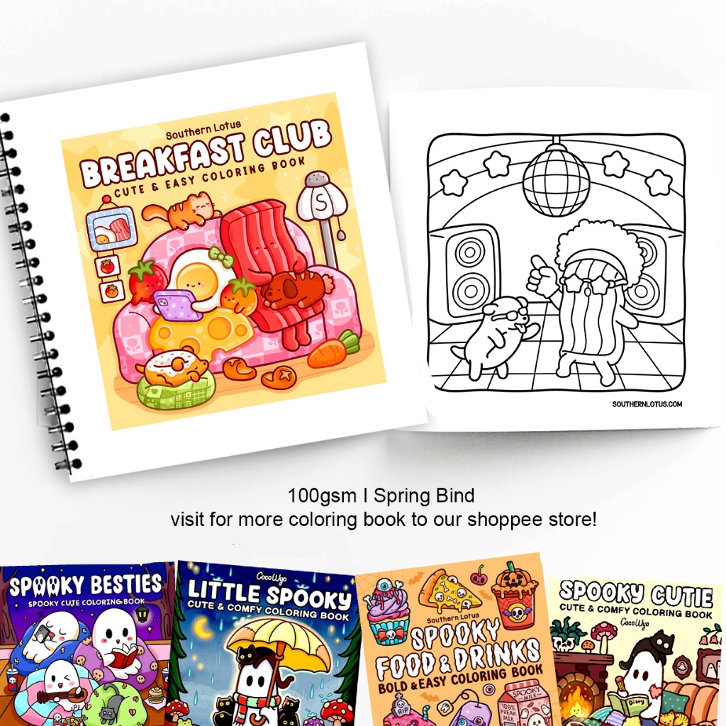 Breakfast Cute Cozy Coloring Book for Kids & Adults Coloring Hobby ...